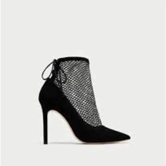 Suede high heels with mesh detailing. - Picture 2 of 5